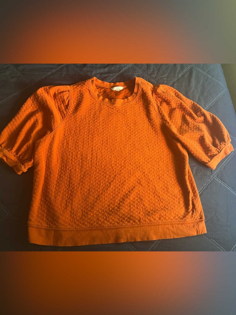 Orange Short-Sleeve Textured blouse